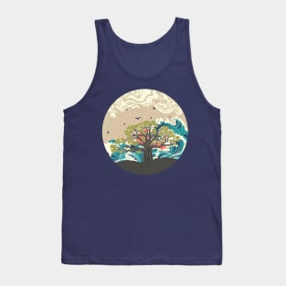 Sunset sea and Baobab tree Tank Top